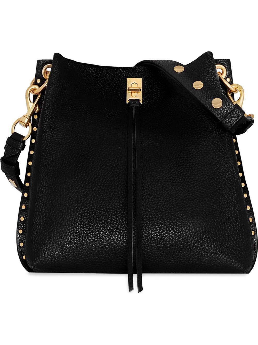 Rebecca Minkoff Black Pebbled Leather Studded Shoulder Hobo